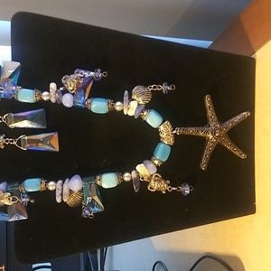 Light Blue necklace bracelet and earring set